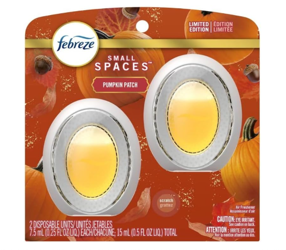 Febreze Air Freshner Odor Fighting Spray, Pumpkin Patch Limited Edition 8.8 oz Pack of 2 + Febreze Small Spaces Air Freshener Limited Edition Pumpkin Patch 2 pack