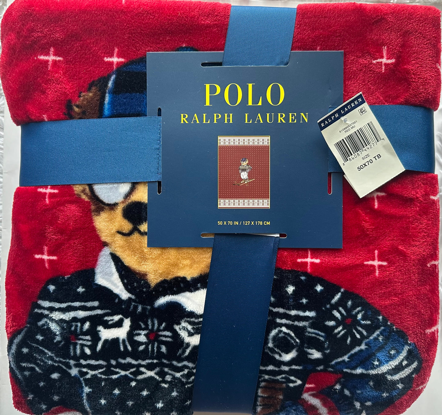 Polo Ralph Lauren Skiing Bear Fleece Throw Blanket